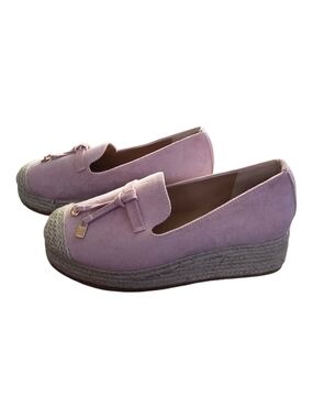 Pink Suede Espadrille Platform Loafers